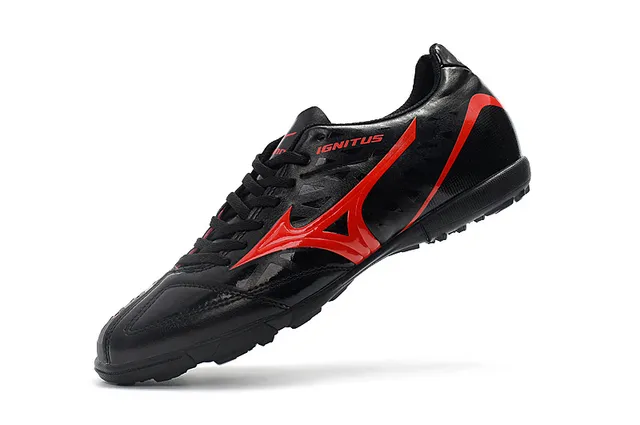 Mizuno Noir Rouge Bas-Coupé Haut Synthétique Semelle en Caoutchouc Moulé Chaussures de Football Intérieur 11