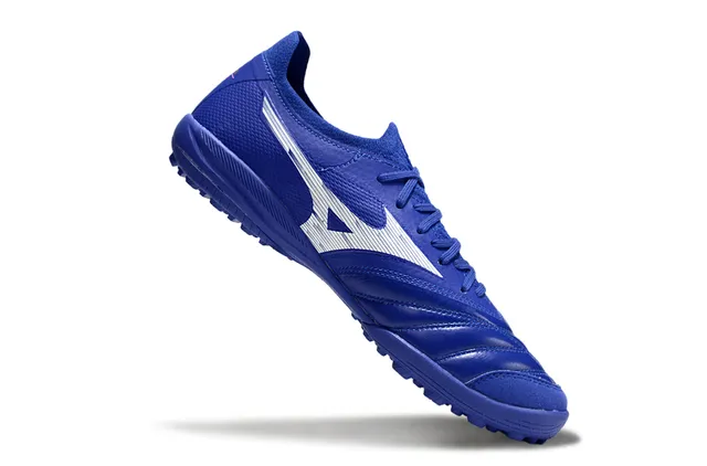 Mizuno Bleu Argenté Basse Coupe Col Tricoté Tige Synthétique Texturisée Gazon Artificiel Chaussures de Football 2