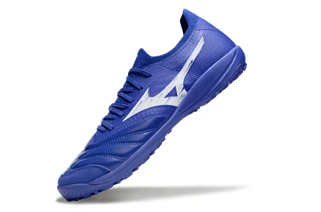Mizuno Bleu Argenté Basse Coupe Col Tricoté Tige Synthétique Texturisée Gazon Artificiel Chaussures de Football 3