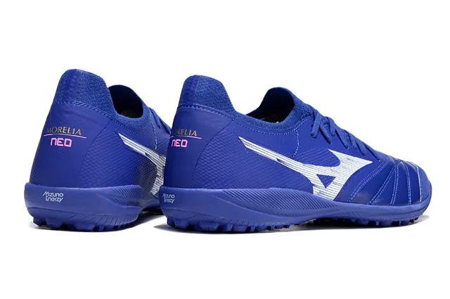 Mizuno Bleu Argenté Basse Coupe Col Tricoté Tige Synthétique Texturisée Gazon Artificiel Chaussures de Football 5