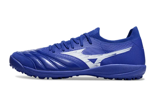 Mizuno Bleu Argenté Basse Coupe Col Tricoté Tige Synthétique Texturisée Gazon Artificiel Chaussures de Football 7