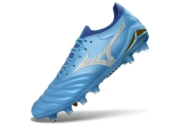 Mizuno Morelia Neo Light Blue Silver Gold Firm-Ground Soccer Shoes 3