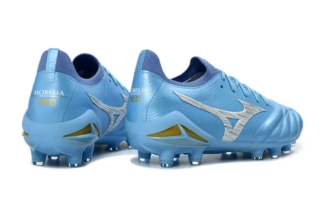 Mizuno Morelia Neo Light Blue Silver Gold Firm-Ground Soccer Shoes 5