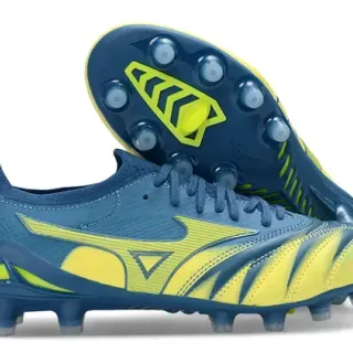 Mizuno Navy Yellow Molded Conical Studs Synthetic Wave-Patterned Upper Firm-Ground Soccer Shoes