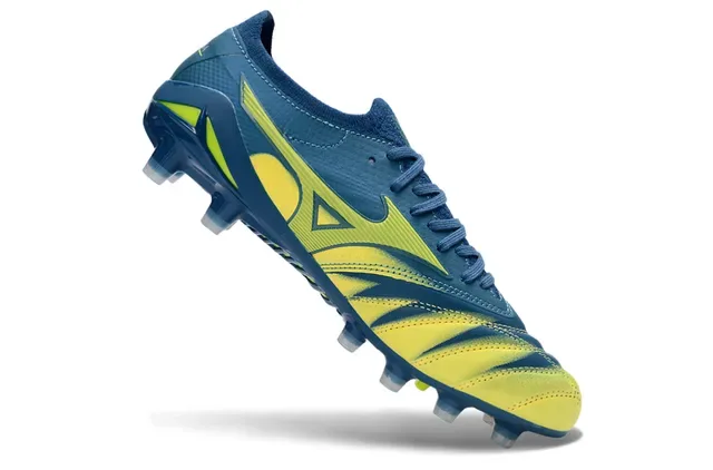 Mizuno Navy Yellow Molded Conical Studs Synthetic Wave-Patterned Upper Firm-Ground Soccer Shoes 2