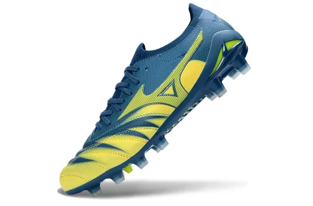 Mizuno Navy Yellow Molded Conical Studs Synthetic Wave-Patterned Upper Firm-Ground Soccer Shoes 3