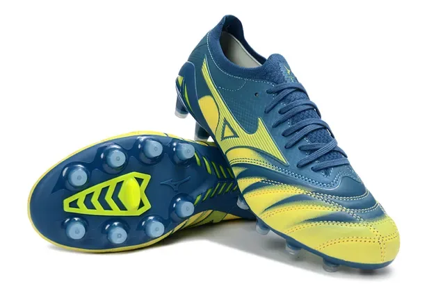 Mizuno Navy Yellow Molded Conical Studs Synthetic Wave-Patterned Upper Firm-Ground Soccer Shoes 4