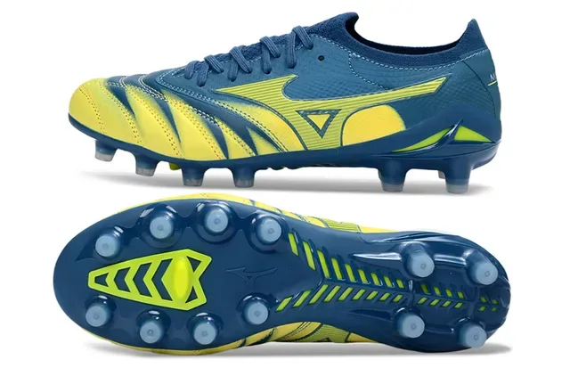 Mizuno Navy Yellow Molded Conical Studs Synthetic Wave-Patterned Upper Firm-Ground Soccer Shoes 6