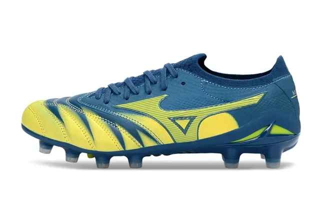 Mizuno Navy Yellow Molded Conical Studs Synthetic Wave-Patterned Upper Firm-Ground Soccer Shoes 7