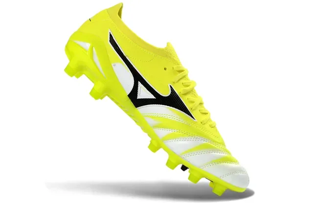 Mizuno Yellow White Low-Cut Synthetic Upper Molded Conical Studs Firm-Ground Soccer Shoes 2