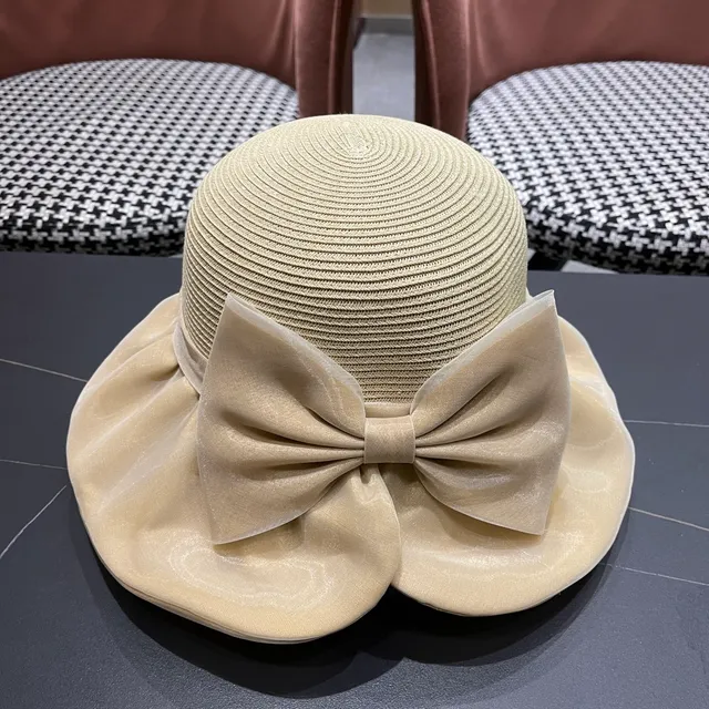 Moncler Beige Rose Paille Tressée Couronne Satiné à Volants Banda de Borde Fedora 7