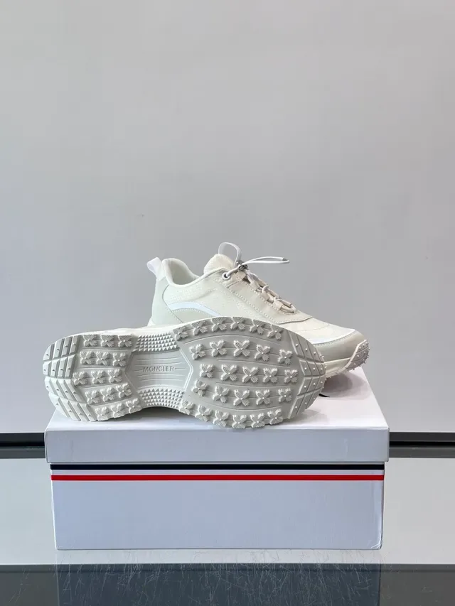 Moncler Beige White Monochrome Sculpted Chunky Sole Sneakers 2