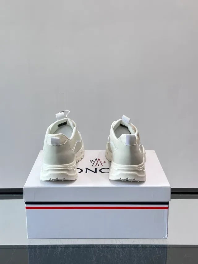 Moncler Beige White Monochrome Sculpted Chunky Sole Sneakers 3