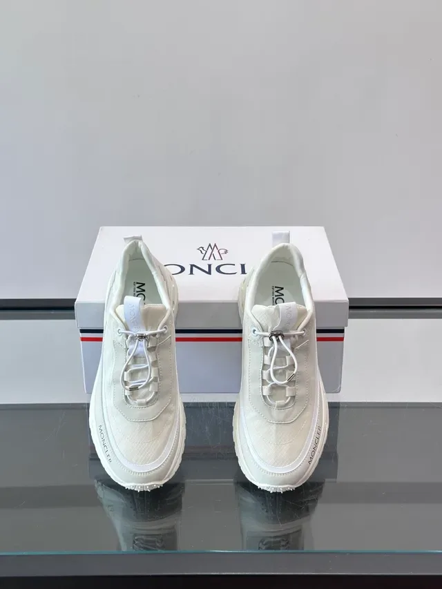 Moncler Beige White Monochrome Sculpted Chunky Sole Sneakers 4