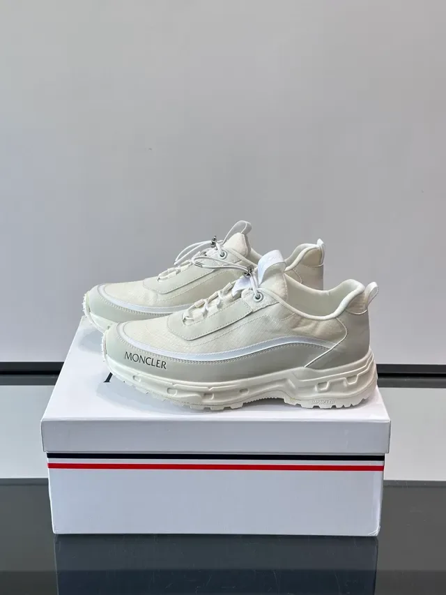 Moncler Beige White Monochrome Sculpted Chunky Sole Sneakers 5