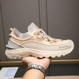 Moncler Grenoble Beige Gray Hiking-Inspired Chunky Sole Sneakers