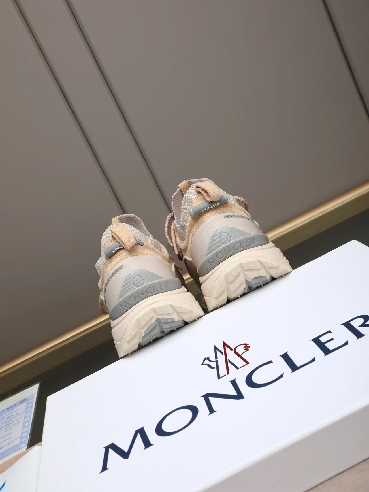 Moncler Grenoble Beige Gray Hiking-Inspired Chunky Sole Sneakers 3