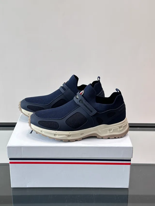 Moncler Navy Beige Chaussures sans lacets slip-on à semelle chunky sculptée 5