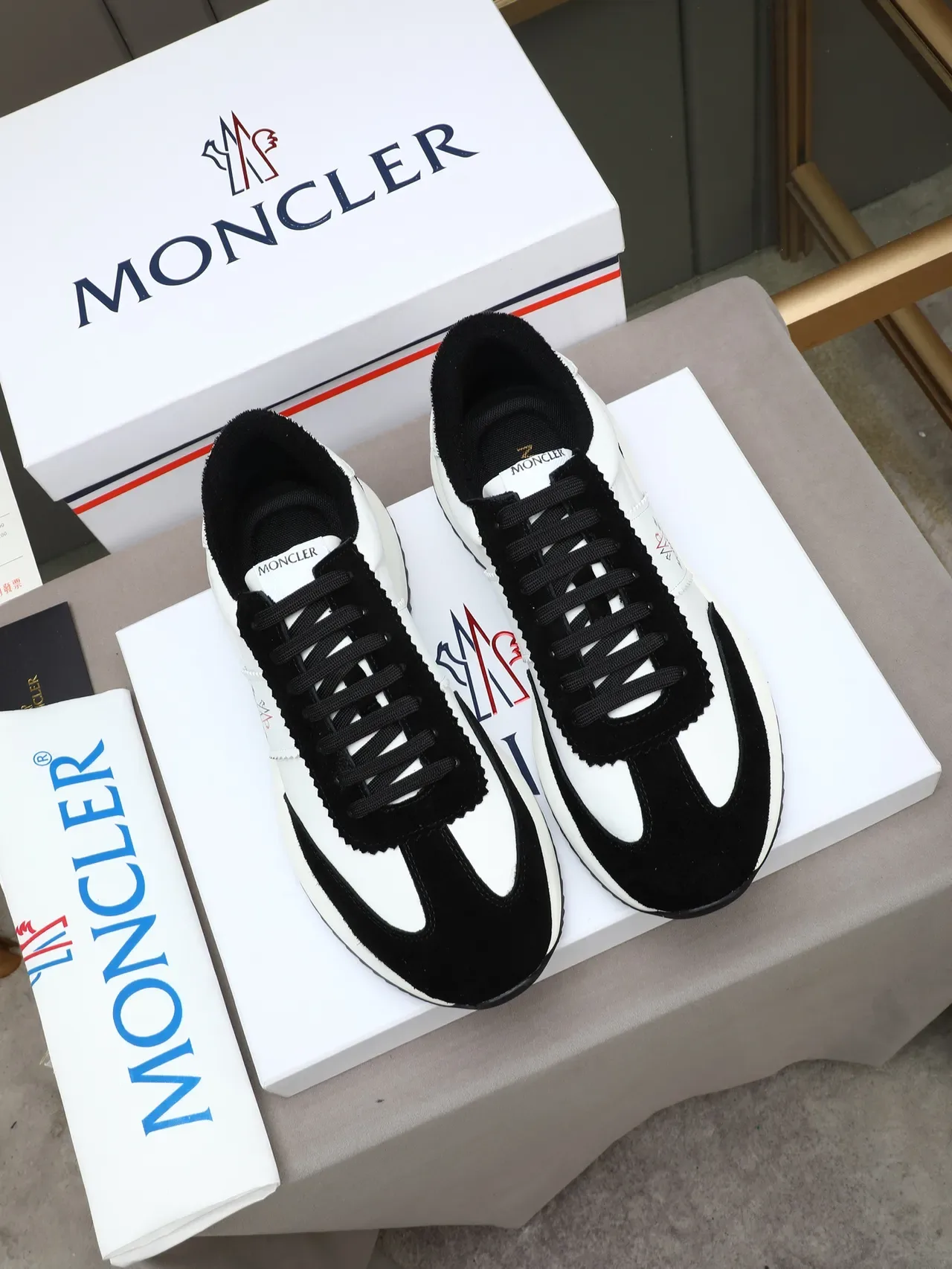 Moncler Two-Tone Suede and Leather Sneaker 2