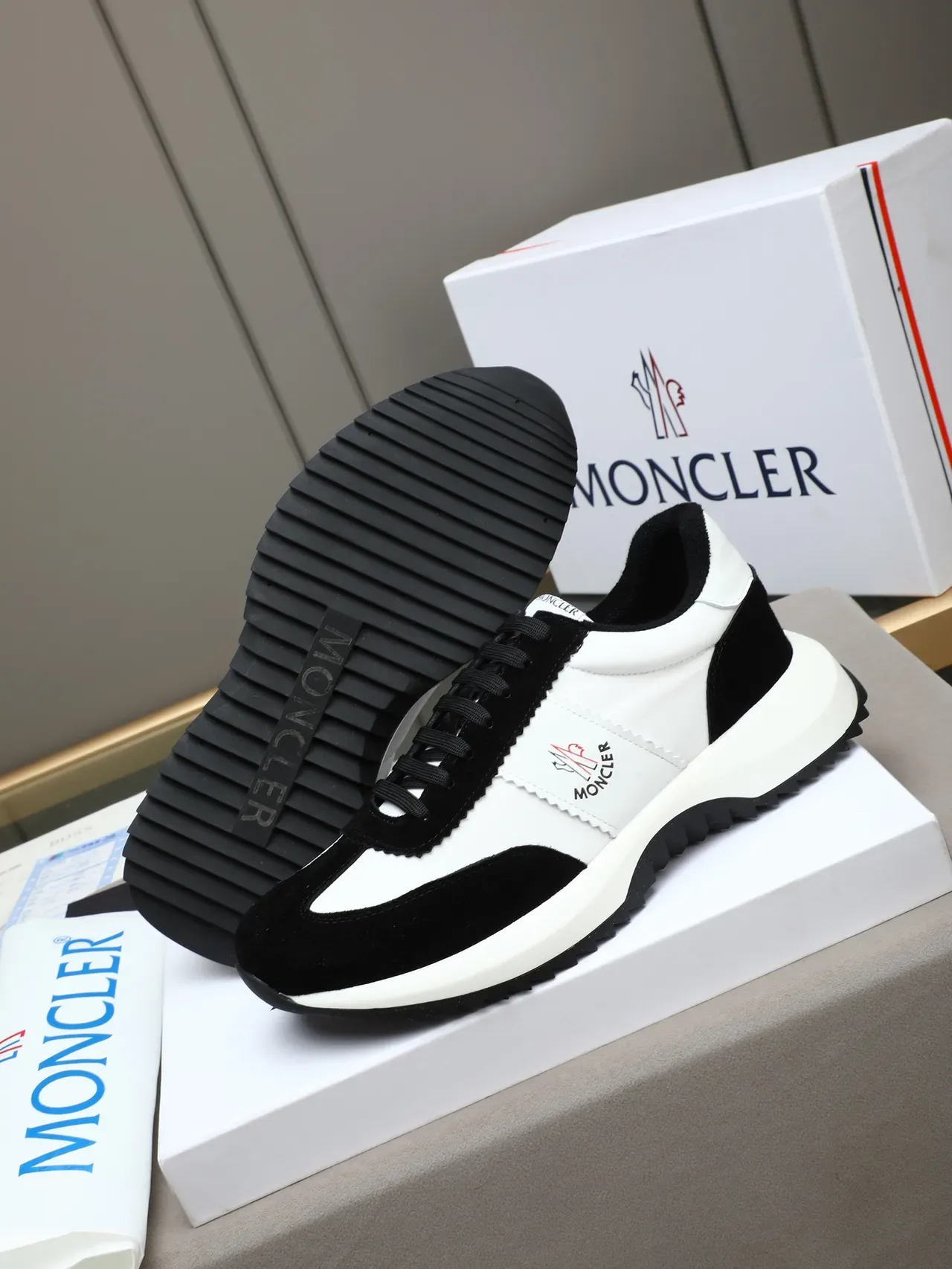 Moncler Two-Tone Suede and Leather Sneaker 4