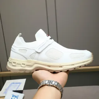 Moncler White Laceless Mesh Ventilation Sneaker