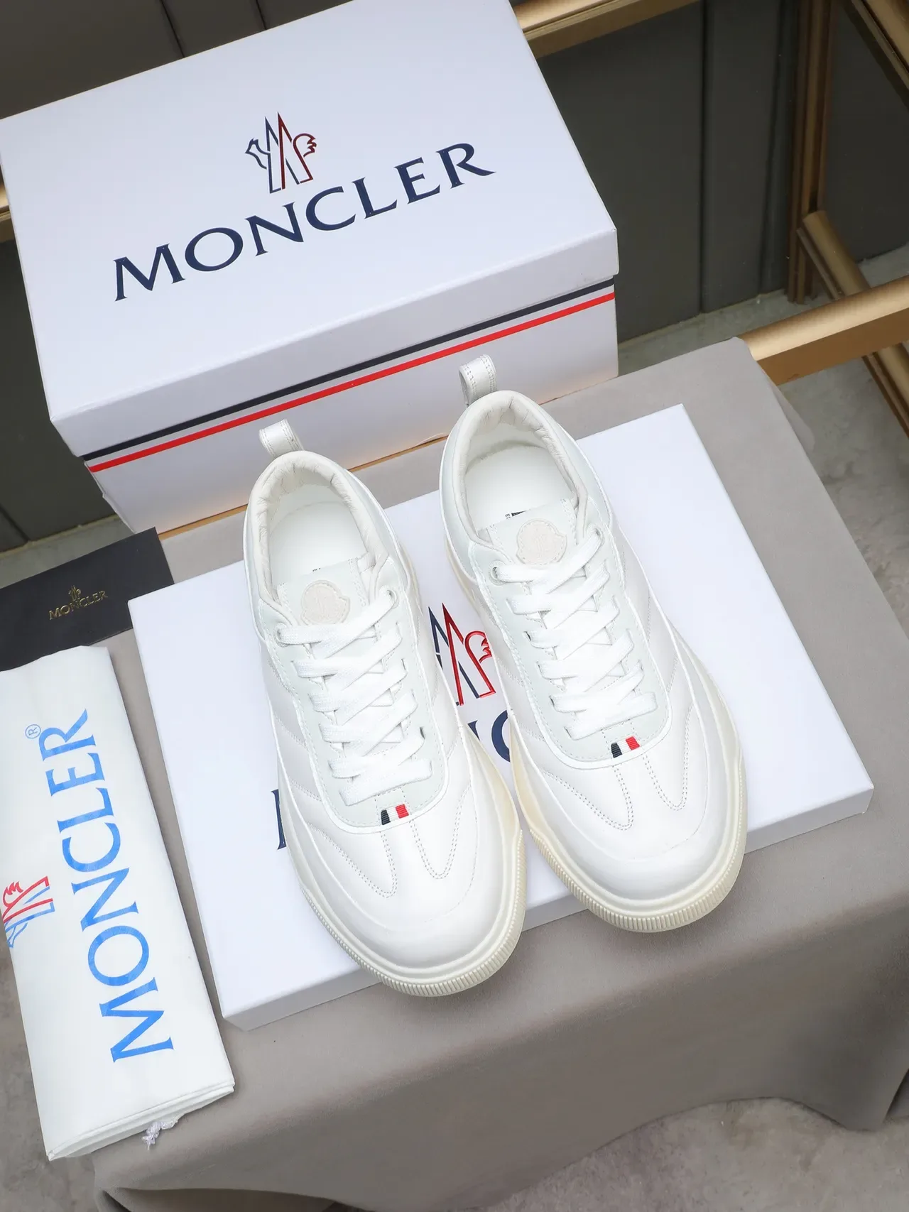 Moncler White Leather Platform Sneaker 3
