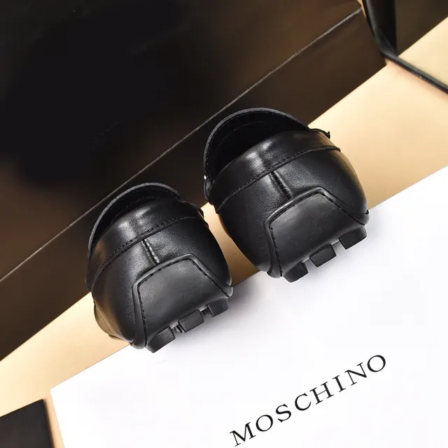 Moschino Logo Strap Black Leather Loafers 3