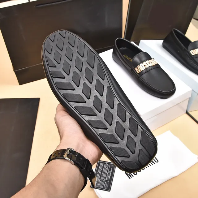 Moschino Logo Strap Black Leather Loafers 5
