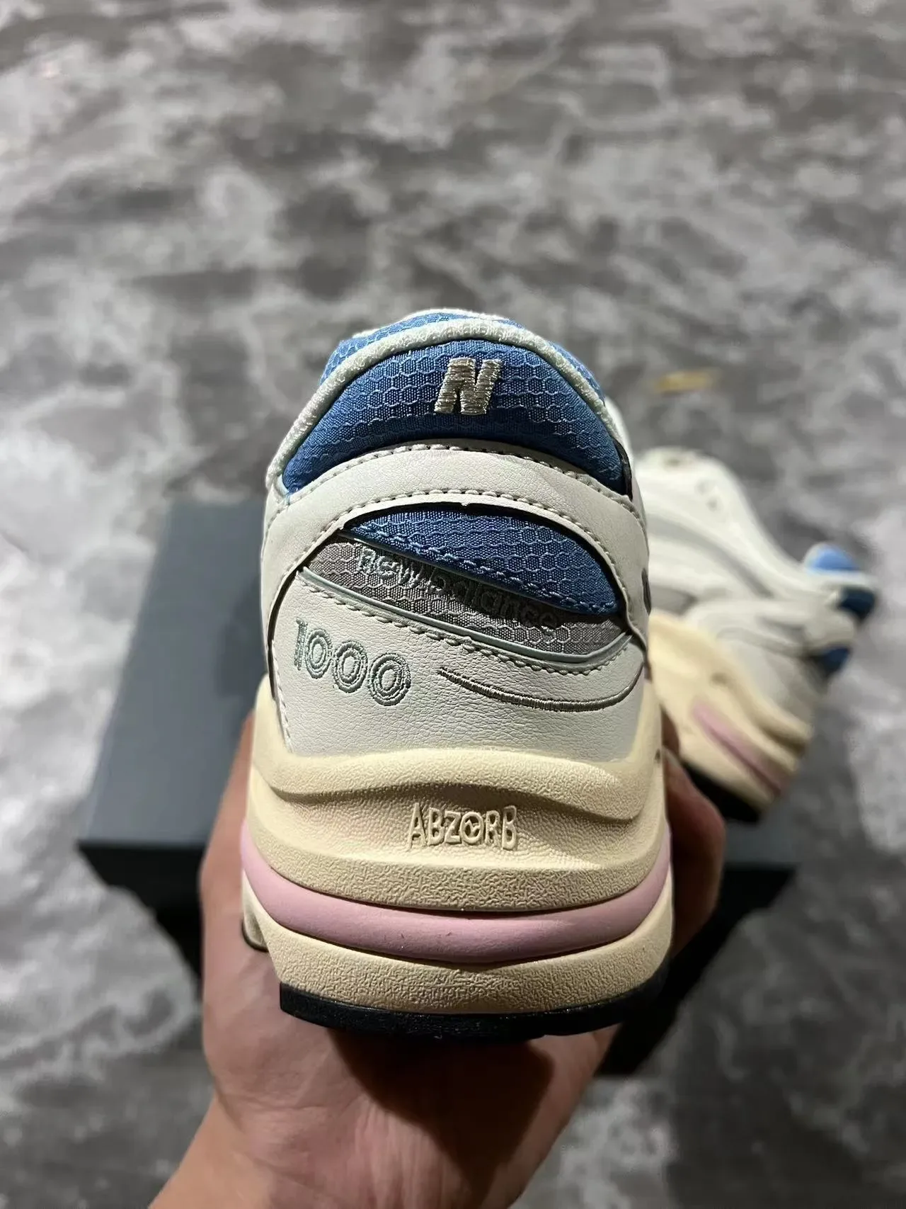 New Balance 1000 Beige Blue Courseur Rétro Chaussures Chunky Constructions De Cage Multicouche 8