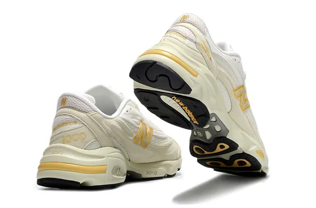 New Balance 1000 crème et or sneakers épaisses 3