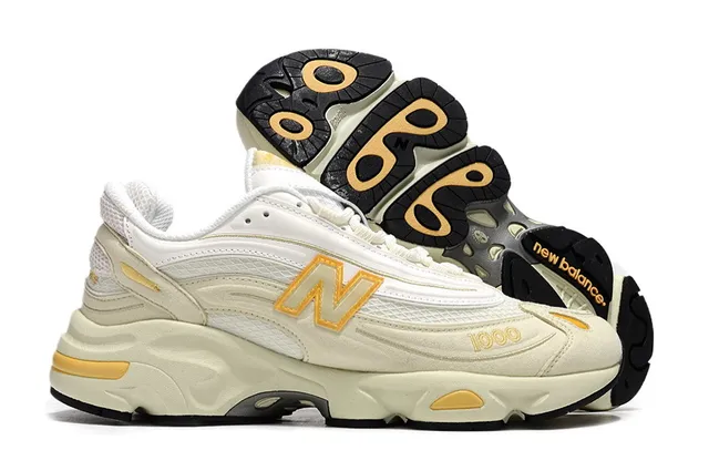 New Balance 1000 crème et or sneakers épaisses 4