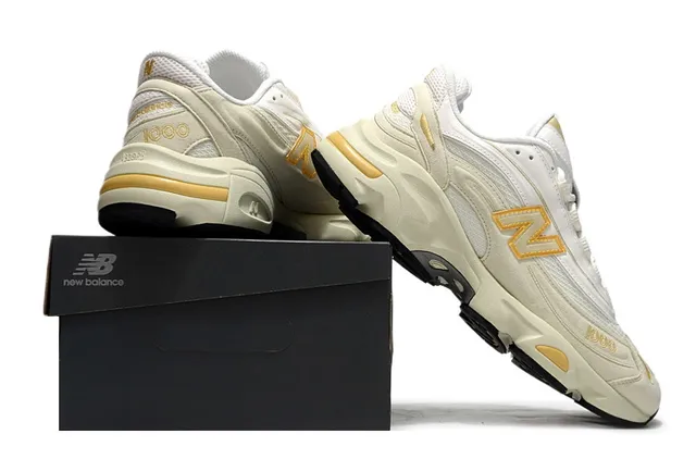 New Balance 1000 crème et or sneakers épaisses 6