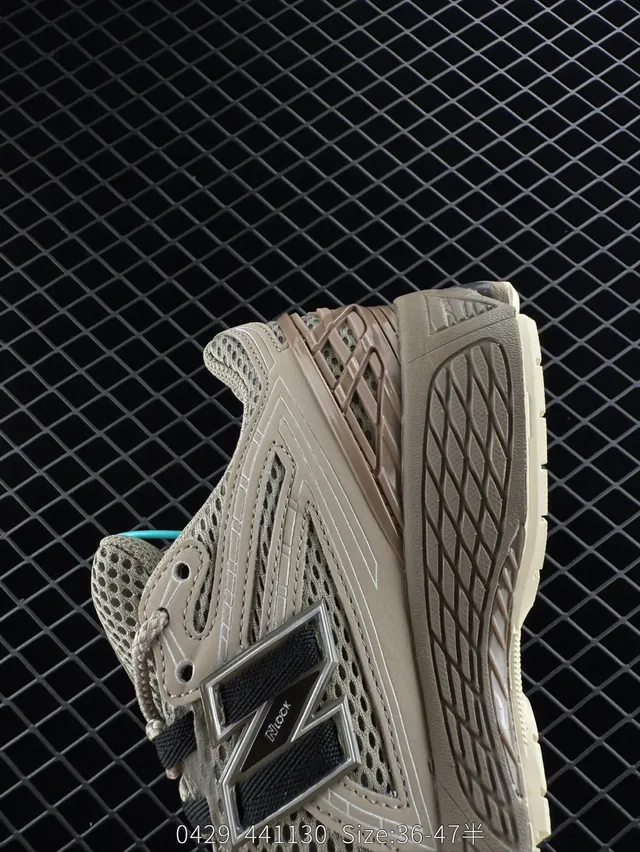 New Balance 441130 بيج أسود شبكي و اصطناعي أعلى midsole منحوت حذاء كاجوال سميك 4