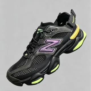 New Balance 9060 Noir Violet Semelle Sculptée Maillage Et Construction De Recouvrement Synthétique Chaussures Chunky