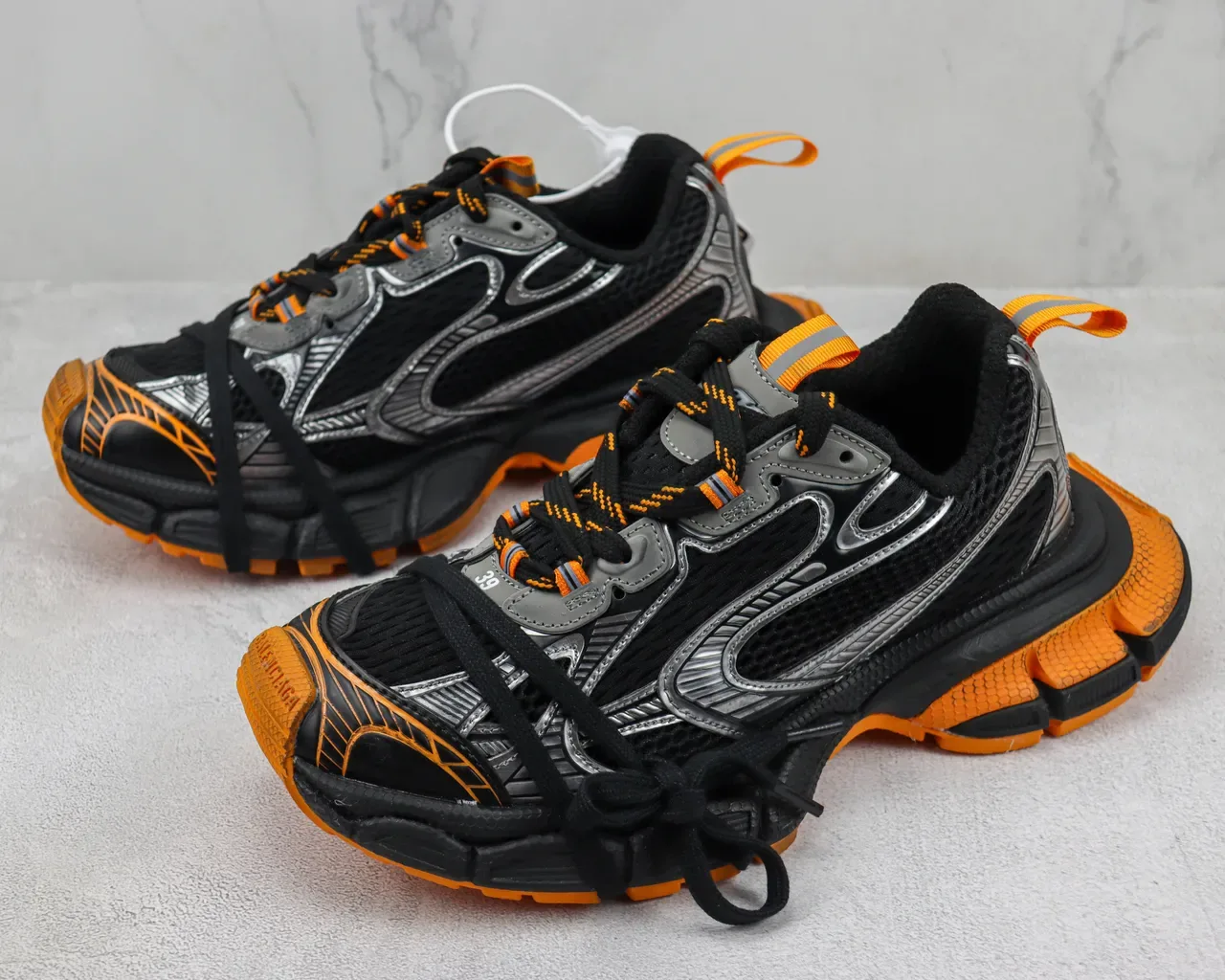 New Balance 9060 Chaussures Chunky Noir Argent Orange 4