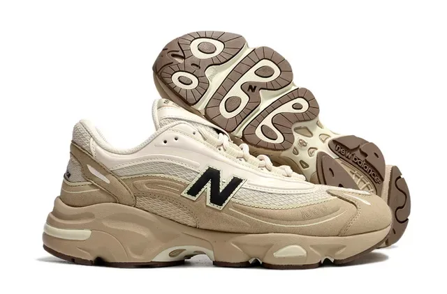 New Balance Sneakers Chunky Beige et Brown avec Suela Médiane, Upper Mixta Suede et Mesh 4