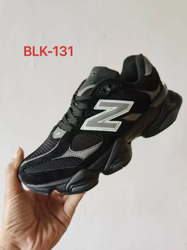 New Balance حذاء رياضي أسود فضي سول شبكة وجلد ناعم علوي كتلي 2
