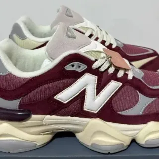 New Balance Burgundy Gray Sole Mixed Suede And Mesh Upper Chunky Sneakers