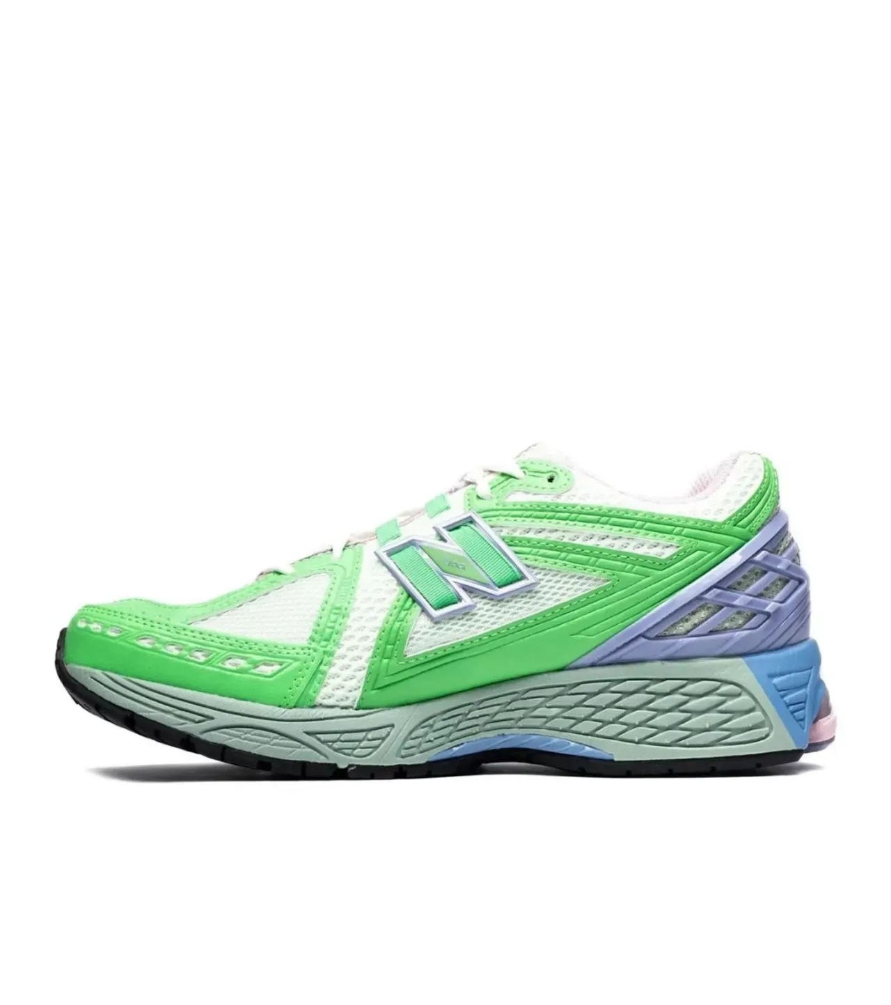 New Balance Green Purple Multi-Color Layered Upper Geometric Heel Cage Running Shoes 1
