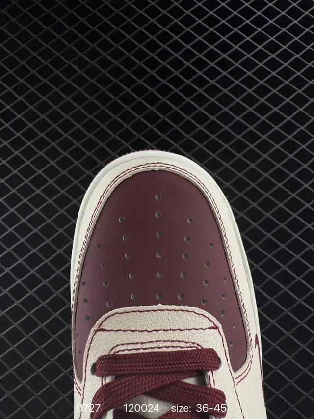 Nike Air Force 1 Beige Burgundy Lifestyle Sneakers 2