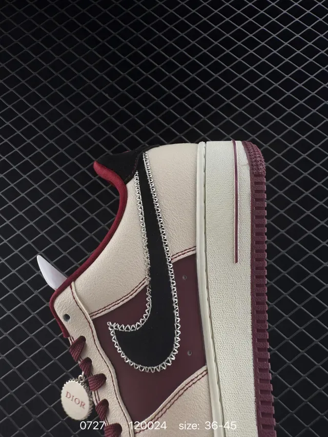 Nike Air Force 1 Beige Burgundy Lifestyle Sneakers 3