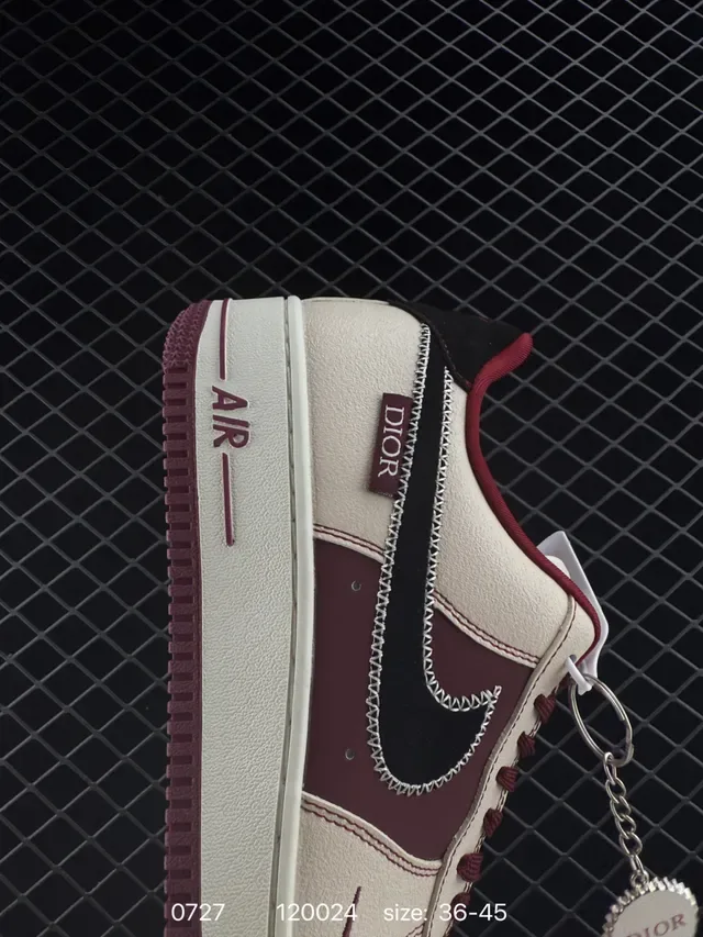 Nike Air Force 1 Beige Burgundy Lifestyle Sneakers 4