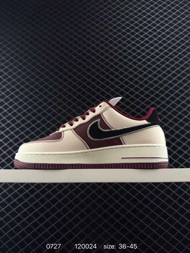 Nike Air Force 1 Beige Burgundy Lifestyle Sneakers 5