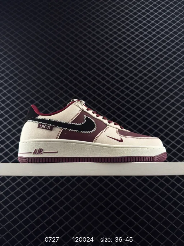 Nike Air Force 1 Beige Burgundy Lifestyle Sneakers 6
