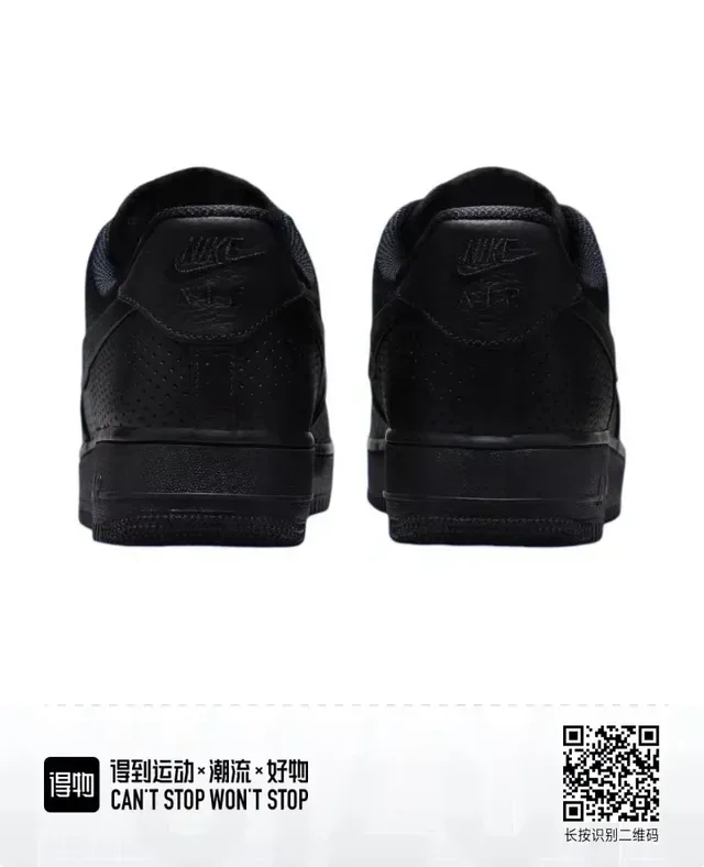 Nike Air Force 1 Black Perforated Leather Lifestyle Sneakers 3