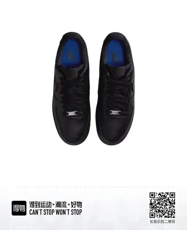 Nike Air Force 1 Black Perforated Leather Lifestyle Sneakers 4