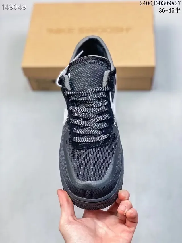 Nike Air Force 1 Noir Argent Orange Détail fermeture éclair industrielle Sneakers lifestyle 2