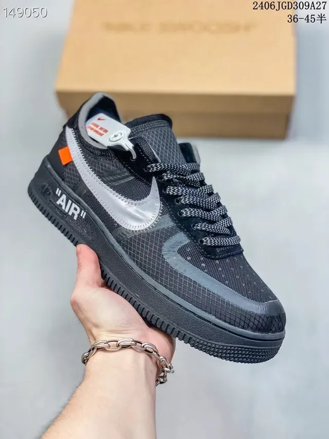 Nike Air Force 1 Noir Argent Orange Détail fermeture éclair industrielle Sneakers lifestyle 3