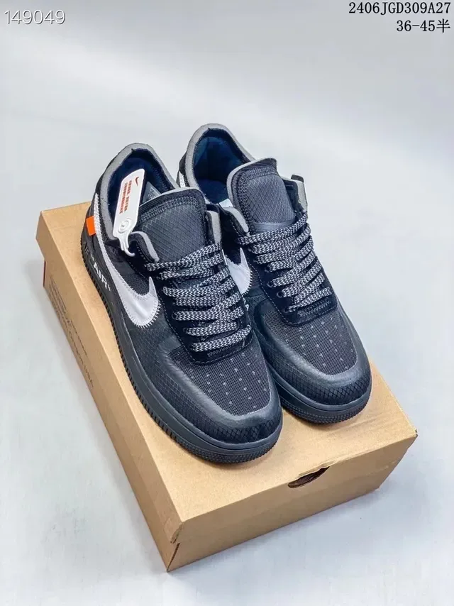 Nike Air Force 1 Noir Argent Orange Détail fermeture éclair industrielle Sneakers lifestyle 7
