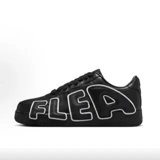 Nike Air Force 1 Black White Leather Upper Oversized Raised Lettering Lifestyle Sneakers